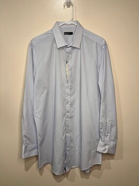 Bar III Slim Fit Dress Shirt 16.5 32/33 Blue Striped NWT Mens Button Up